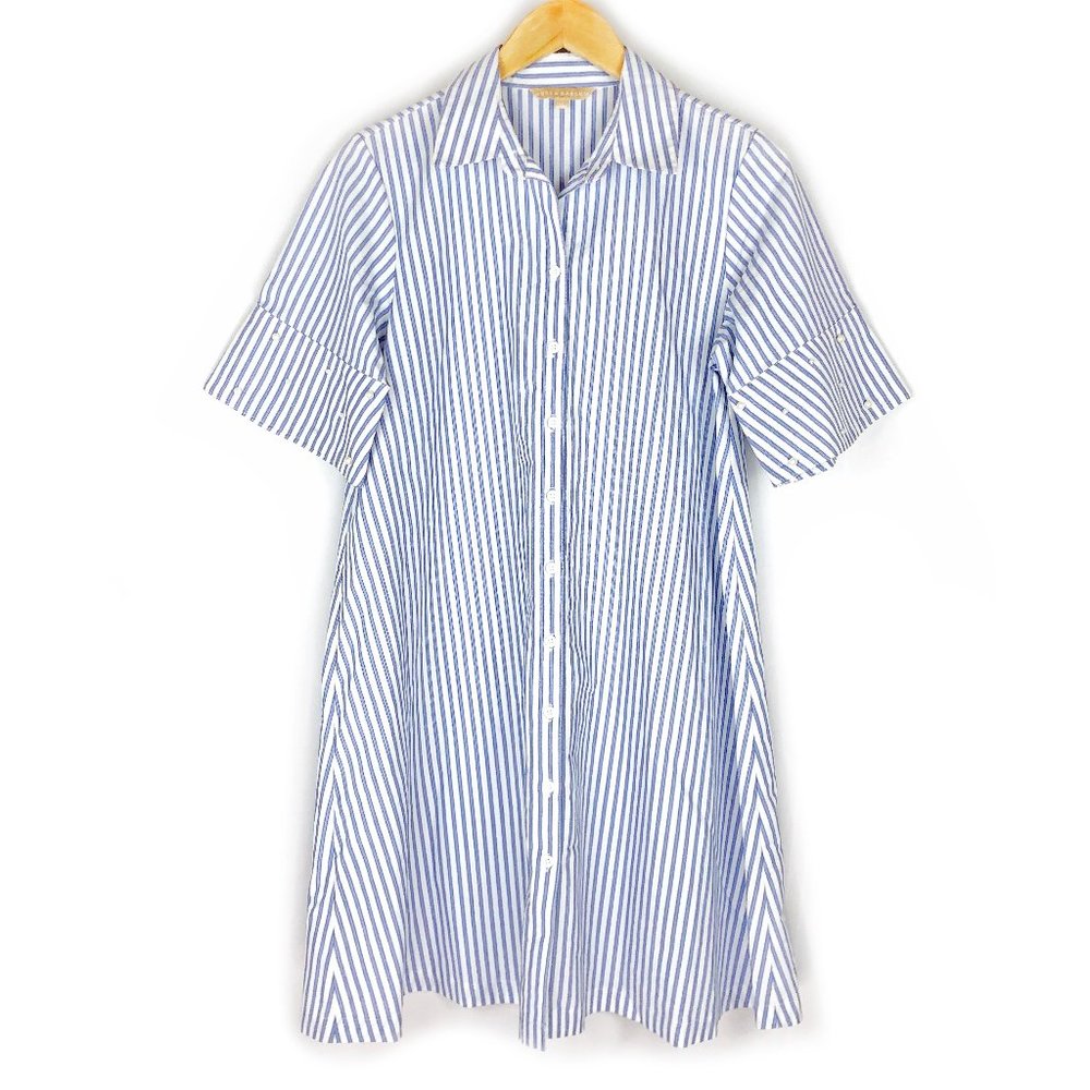 Hope & Harlow | Striped Pearl Sleeves Shirtdress